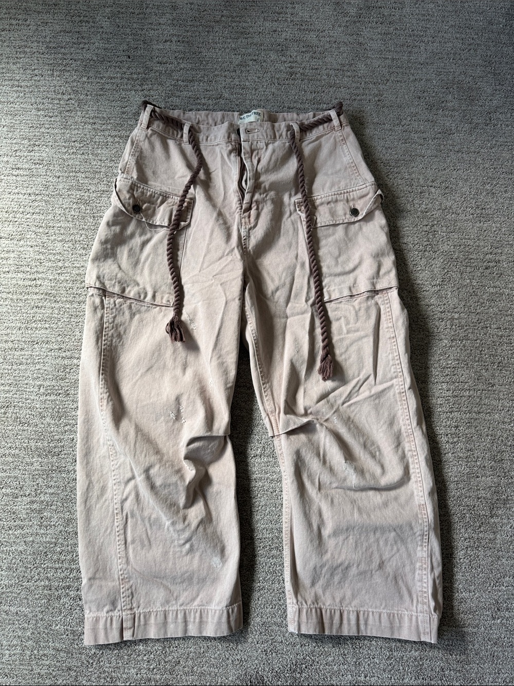 We The Free Cropped Cargo Pants in Light Taupe
